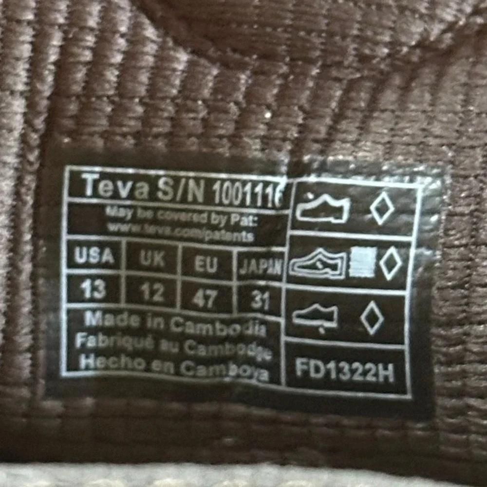 Teva Omnium Mens 13 Grey Hiking Sandals Closed Toe Water Shoes 1001116 ShocPad